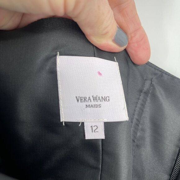 Vera Wang Maids Black Hutch Slim Spaghetti Strap Bow-Back Midi Dress Size 12 - Picture 4 of 10